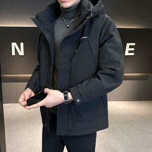 SEABASS冬季新款工装连帽羽绒服男新国标90绒品质保暖中长款外套
