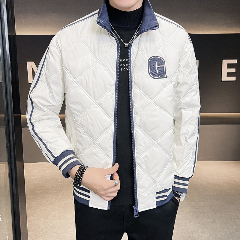 SEABASS 겨울 다이아몬드 격자 무늬 경량 다운 재킷 남자 2022 새로운 트렌디 화이트 오리 다운 따뜻한 재킷