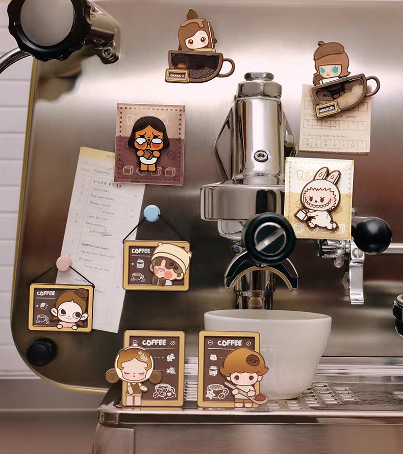 正品POPMART泡泡玛特泡泡萌粒 咖啡工厂系列咖啡工厂系列冰箱贴