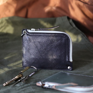 Card Zipper Holder L型牛皮钱包卡包可放驾驶证行驶证 HARDWIND