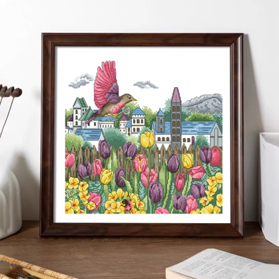 十字绣套件 28ct18ct14ct11ct可选择印花布材料包saga郁金香花园