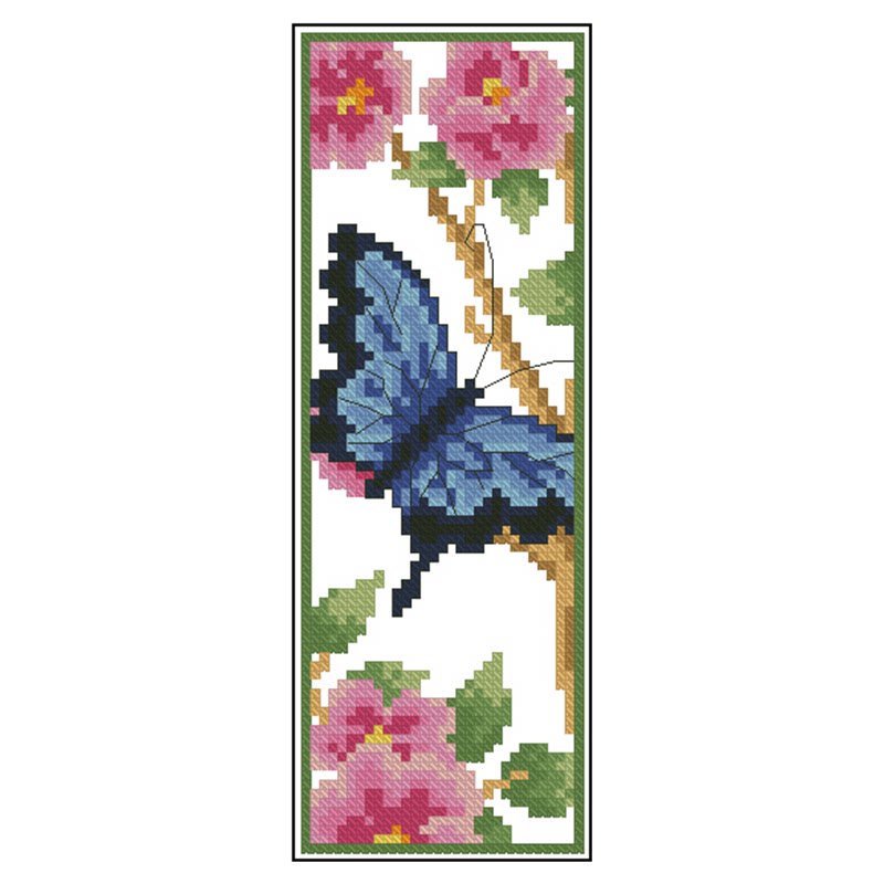 十字绣书签双面手工作业毕业老师礼物蝴蝶梅花卉系列6