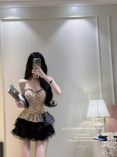 【黑糖啵啵】波点甜心韩系设计感小众修身显瘦胸垫吊带上衣女套装