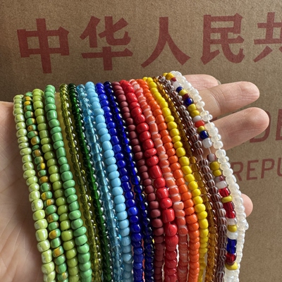 老库存几十年彩色琉璃珠串配饰diy散珠