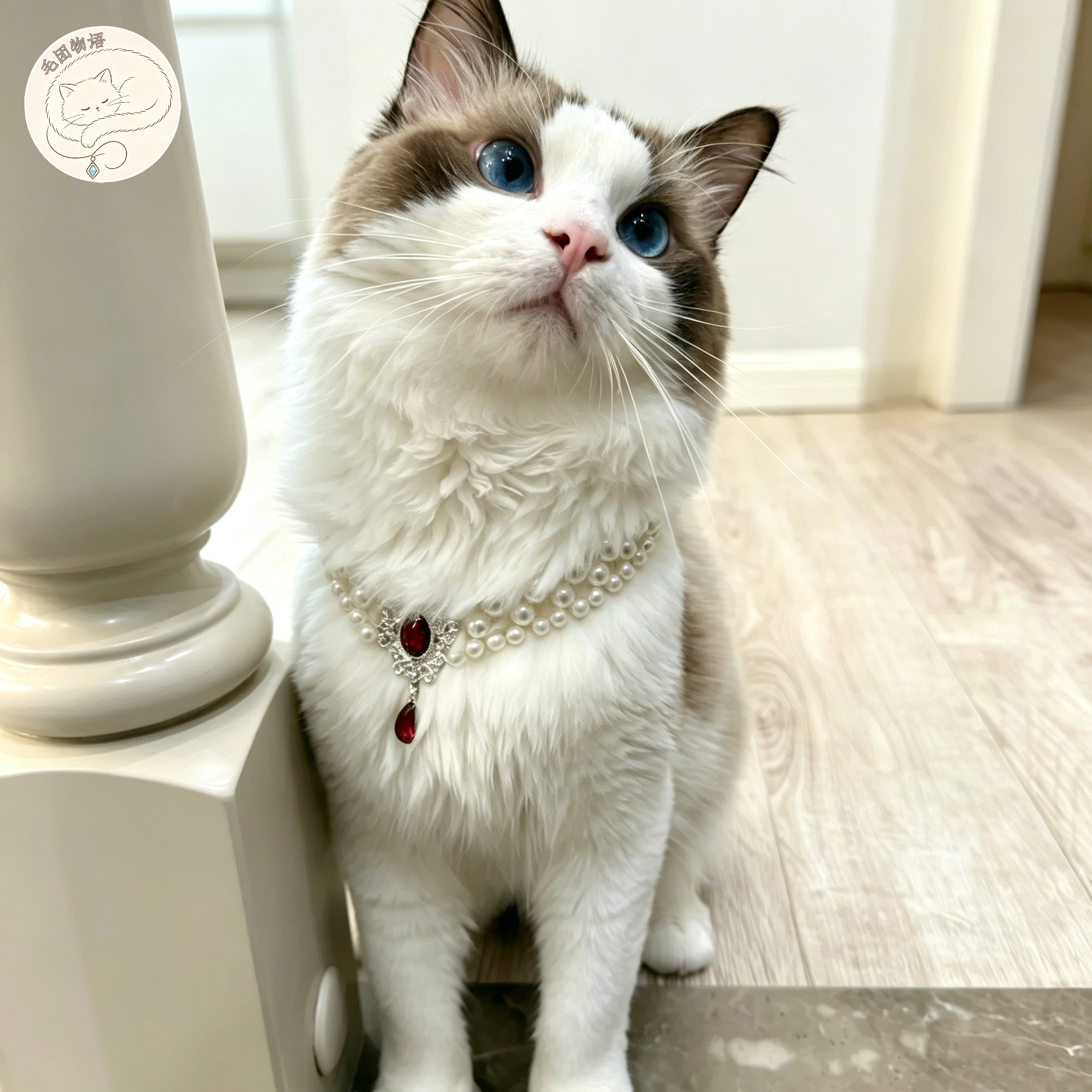 新品轻奢宫廷风红宝石珍珠宠物项链猫咪布偶马尔济斯狗狗项圈配饰
