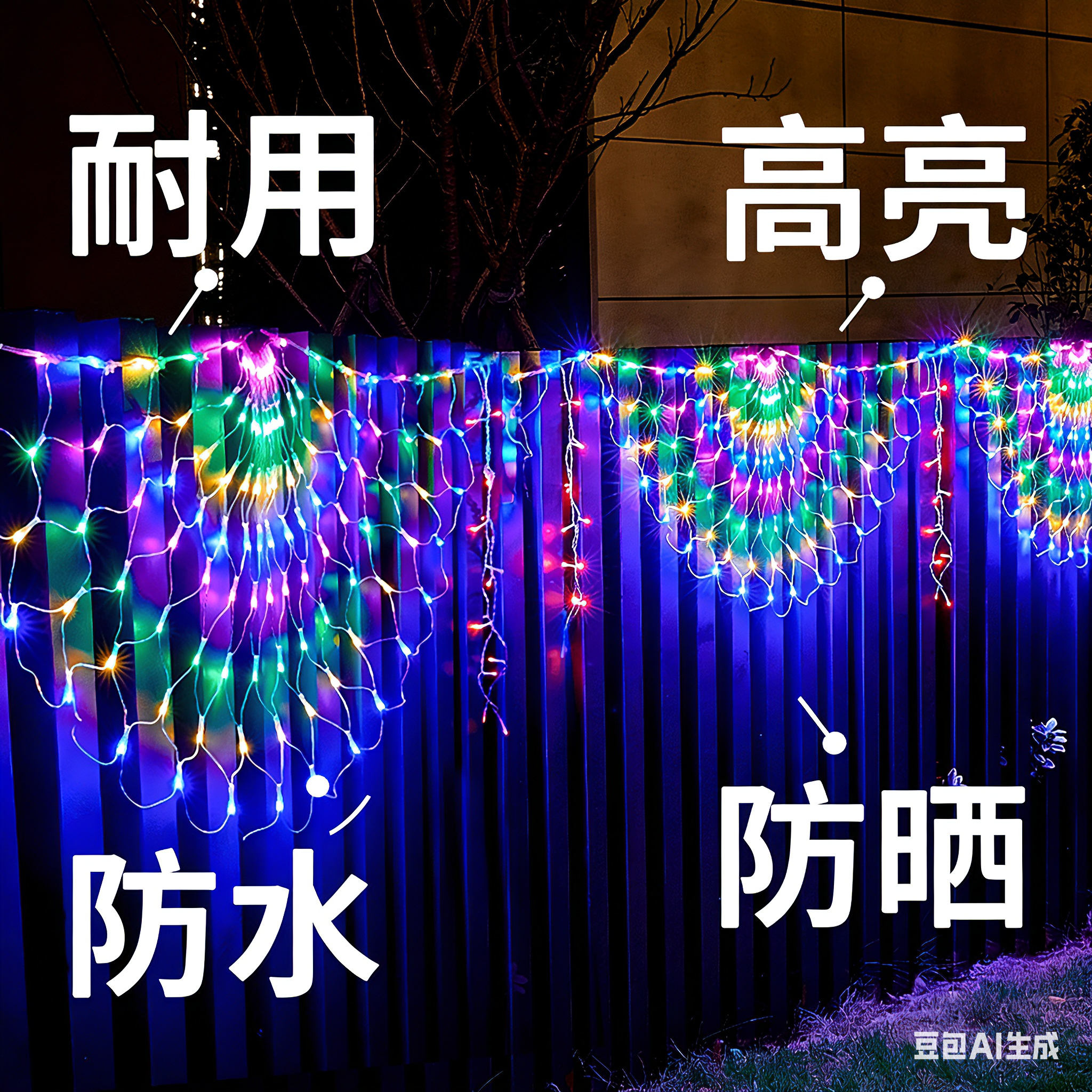 新年孔雀网灯春节阳台装饰彩灯