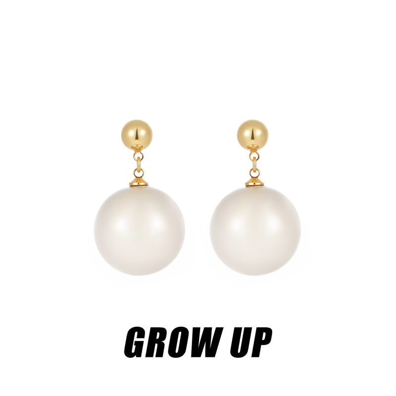 【官方直播】超大珍珠耳环女银针正圆轻奢欧美简约高级感圆球球