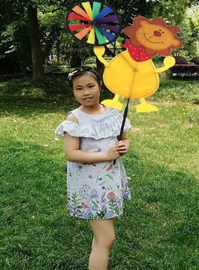 户外转轮卡通风车幼儿园塑料儿童手拿大号风车宝宝玩具布艺
