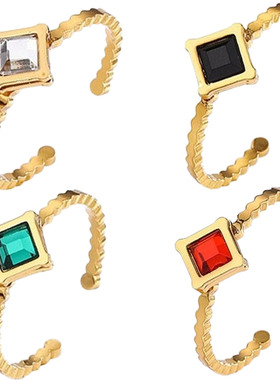 锆石开口钛钢戒指女戒小众不掉色