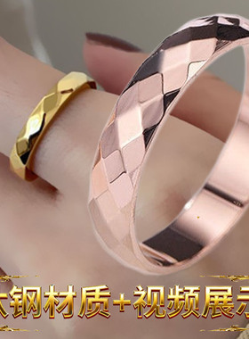 钛钢戒指ring女18k玫瑰金情侣对