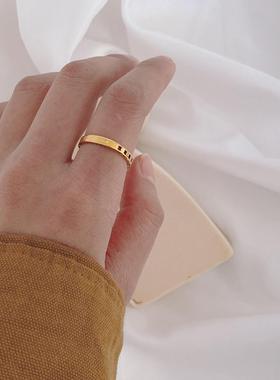 韩版简约英文钛钢戒指女小众设计