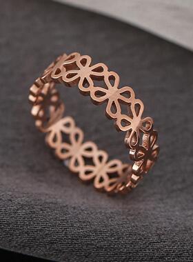 四叶花钛钢戒指欧美热款时尚个性