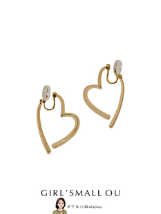 无耳洞冷淡风简约金属爱心耳夹一体式 银针耳钉女耳饰品 蚊香盘个性