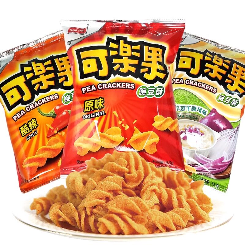台湾零食可乐果豌豆酥原味辣味进口大包袋装休闲膨化食品怀旧网红