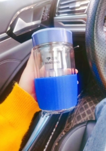 万象双层玻璃杯男女加厚带滤网休闲茶杯耐热水杯鹅蛋杯携带V182L