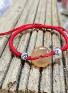 青鱼石红绳手链新生儿平安扣压惊