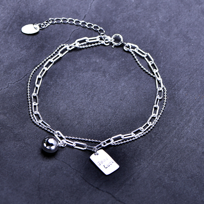 时尚多层999纯银手链足银防过敏