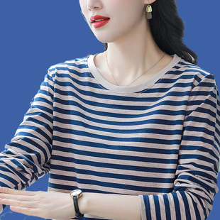 妈妈春装 女内搭t恤早秋胖mm大码 女装 宽松上衣 小衫 长袖 新款 打底衫