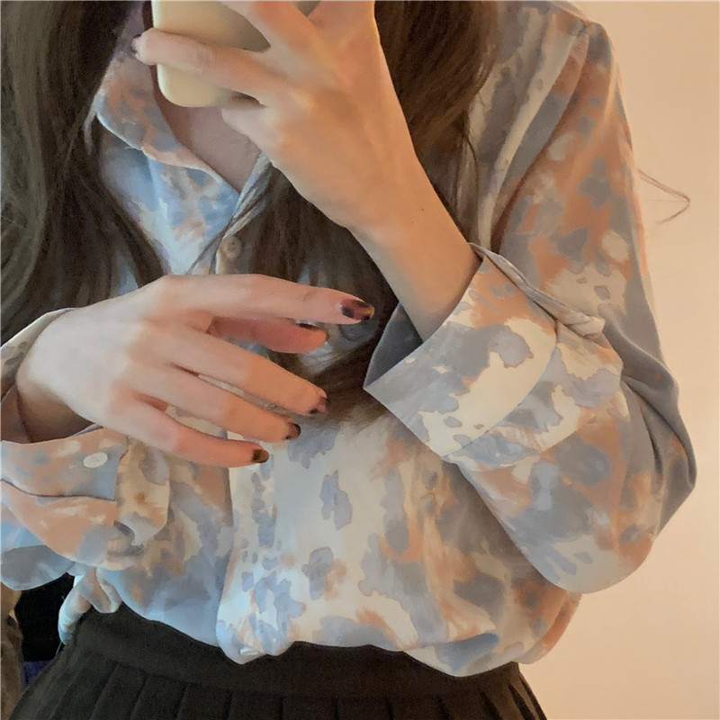 實拍實價韓版水彩油畫ins襯衣