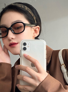 明星同款椭圆简约复古茶色墨镜