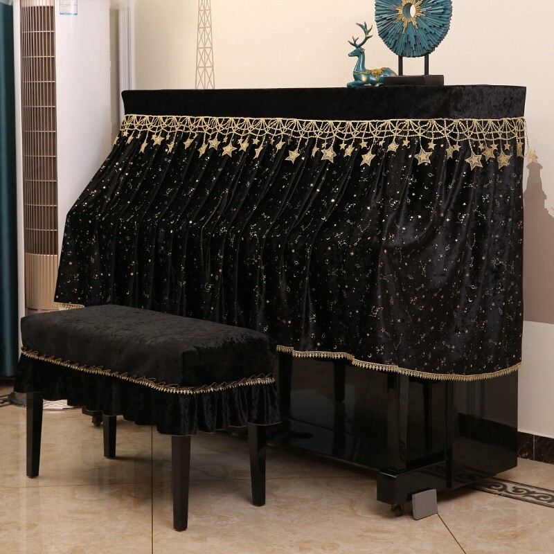 丝绒钢琴罩半罩简约现代防尘罩北欧轻奢高级感琴盖布钢琴布琴套罩