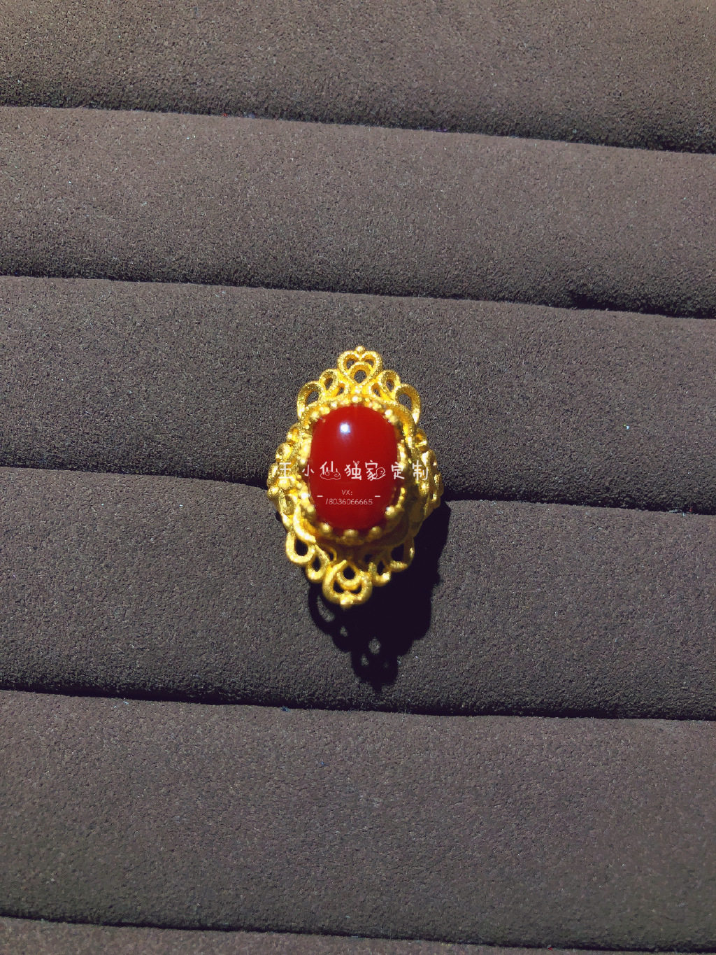 999足金 独家定制  传承古法金工艺 赤血红宝石 宫廷黄金戒指