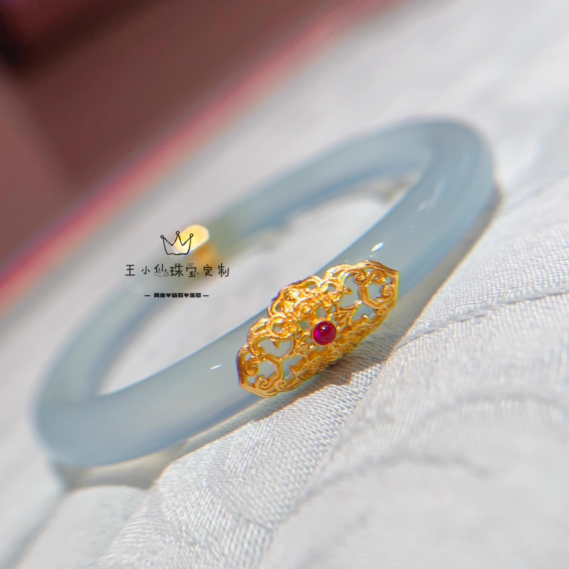 足金999手工古法金黄金花片手镯修复镂空花丝吉祥富贵四方如意