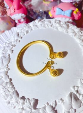 古法金宝宝开口实心纯金黄金手镯