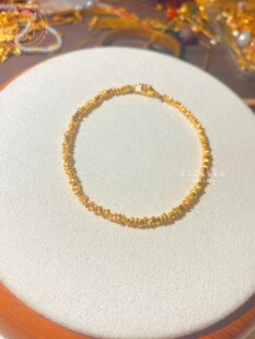 999足金手工古法金几何三角形切片小碎金岁岁平安素金手链