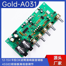 Gold-A031 12-15V卡拉OK话筒混响版音调板4558D前级板高低音调节