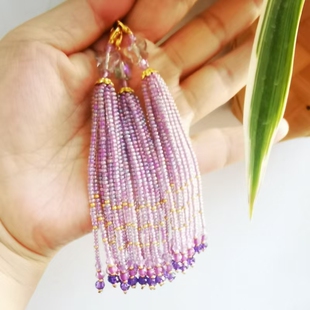 紫色米珠流苏水晶蝴蝶串珠流苏穗子DIY汉服发簪项链古风璎珞配饰