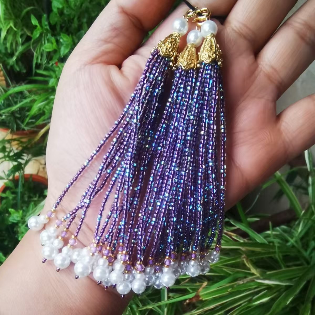 紫色水晶流苏穗子DIY汉服发簪项链古风璎珞配饰旗袍国风压襟挂饰