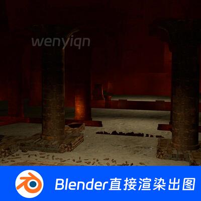古神庙遗迹立柱子宫殿埃及Blender场景模型1490