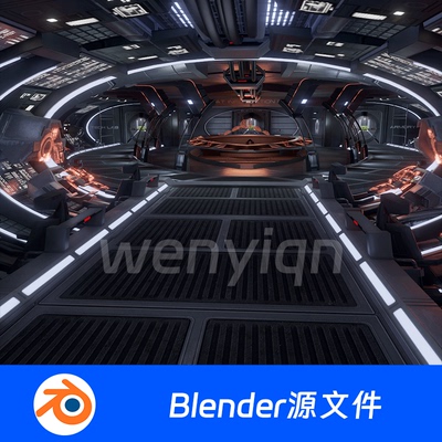 星舰飞船科幻船舱空间站全息驾驶室控制室Blender场景模型2121