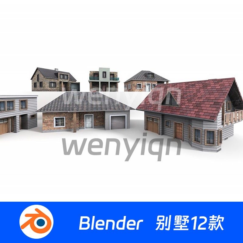 Blender模型欧美小屋房子别墅1140