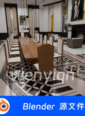 宴会厅大堂会议室别墅城堡内部Blender场景模型2163