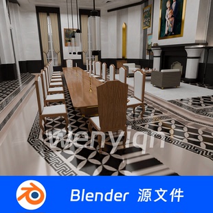 宴会厅大堂会议室别墅城堡内部Blender场景模型2163