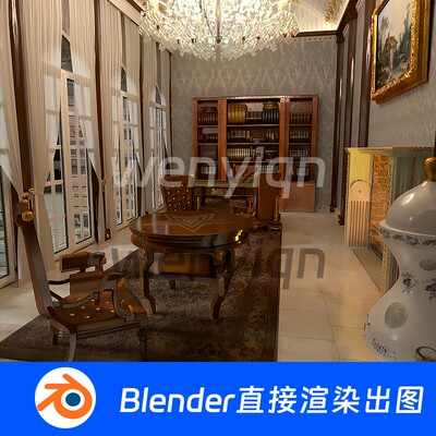 豪华宫殿城堡礼堂罗马皇宫圣殿水晶灯Blender模型1060