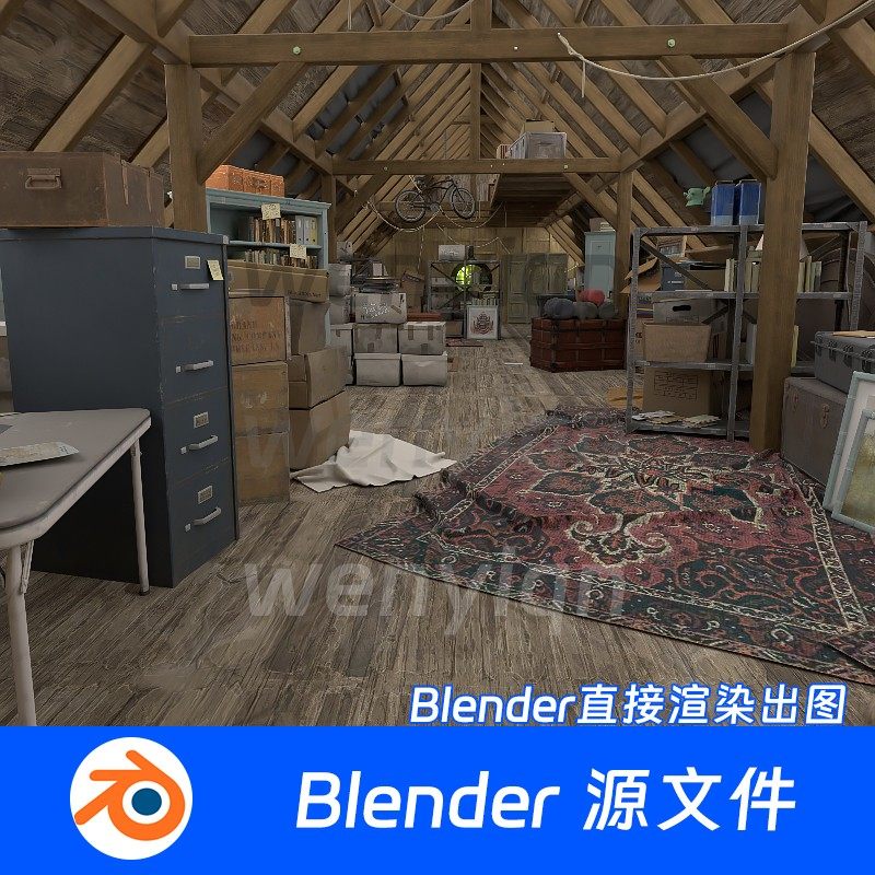 木屋内部村庄古代老房子森林小屋次世代部落Blender模型649