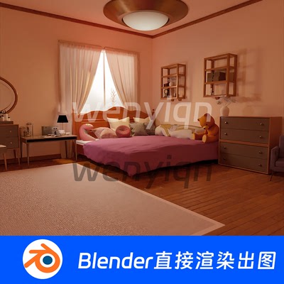 公寓别墅室内房间客厅楼梯沙发卧室Blender场景模型1261