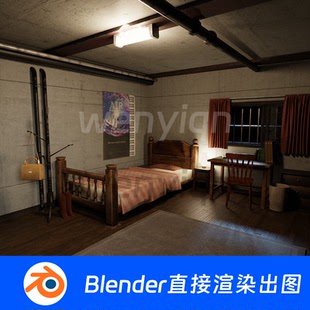 宿舍集装箱移动房子卧室床贫民区Blender场景模型1407