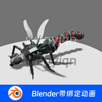 仿生昆虫机器机械科幻科技蚊子蜻蜓苍蝇飞虫Blender模型1096
