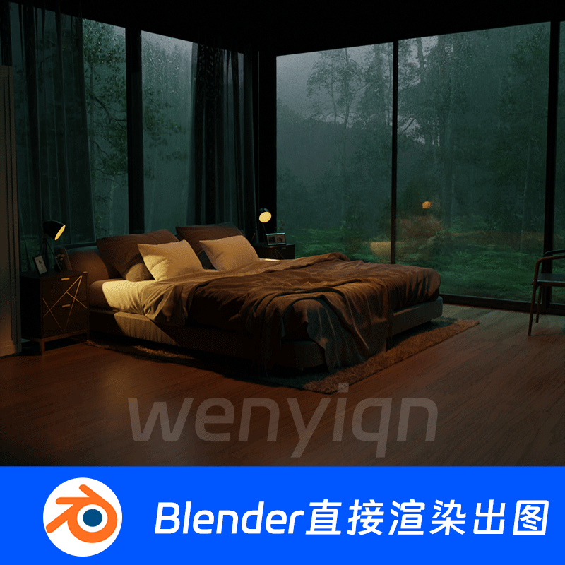 现代房间城市酒店卧室度假森林别墅民宿北欧Blender场景模型1700