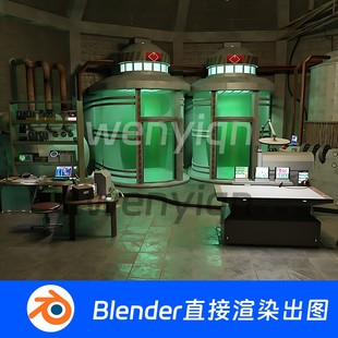 冷冻室实验室生物科幻培养皿飞船驾驶舱化学Blender模型1059