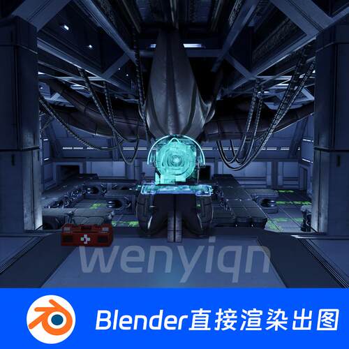 科幻机器人工厂车间机械基地实验室电缆屏幕Blender场景模型1644