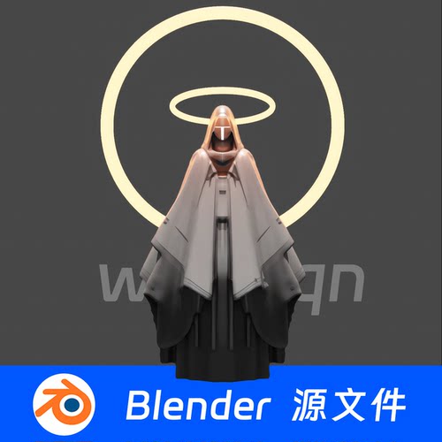 白色长袍神秘救赎超现实幻想神圣赛博天使Blender场景模型2285