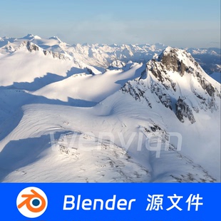 地形山脉雪山雪地Blender场景模型2334