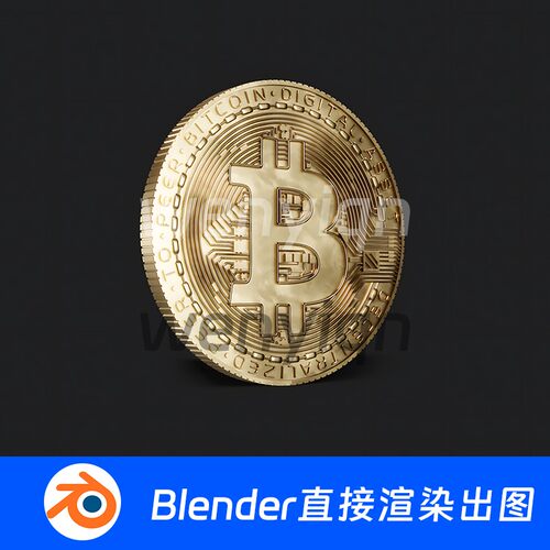 虚拟币金币BTC外币比特B美元钱币Blender模型1052
