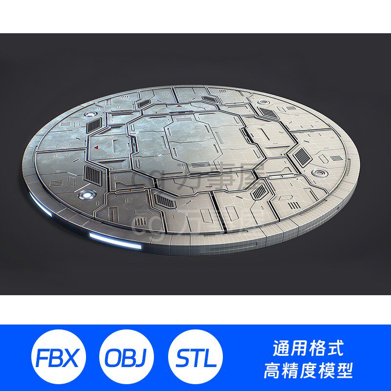 3D模型科幻地台OBJ未来FBX底座机械C4D机甲展台展示科技A48