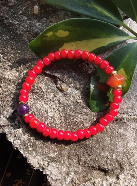 开播福利红色白芯琉璃珠西亚老玛瑙飞碟珠古珠手串